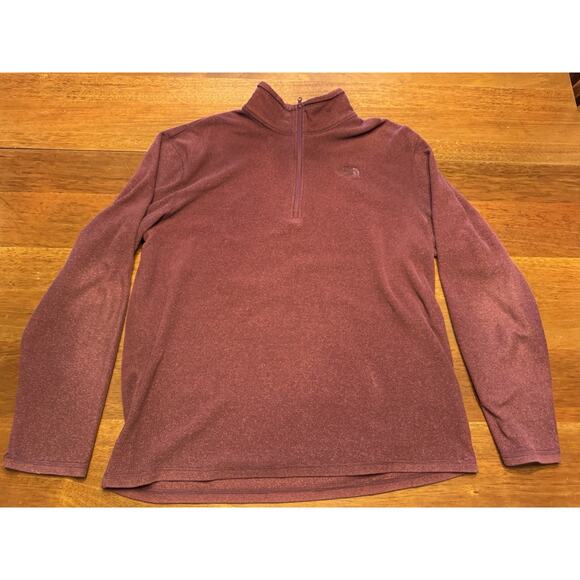 Large The North Face Burgundy Quarter Zip Fleece - Picture 2 of 9